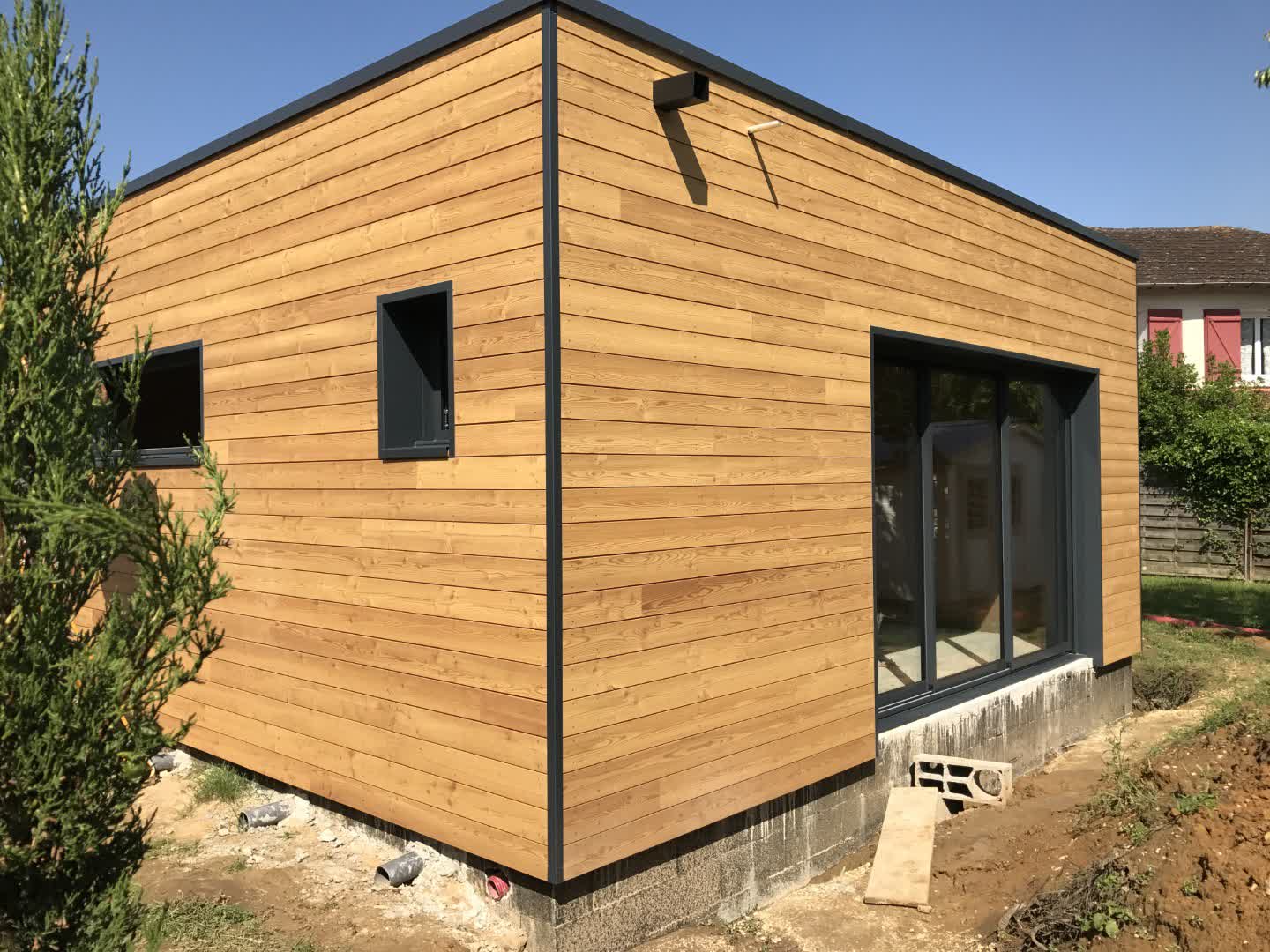 projet agrandissement maison avec bardage bois